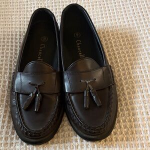 Men's Black Leather Tassel Loafers